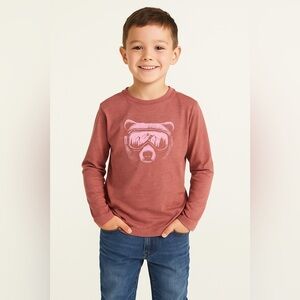 Cat & Jack Long sleeve Skiing Bear Graphic Tee Brown Size 8